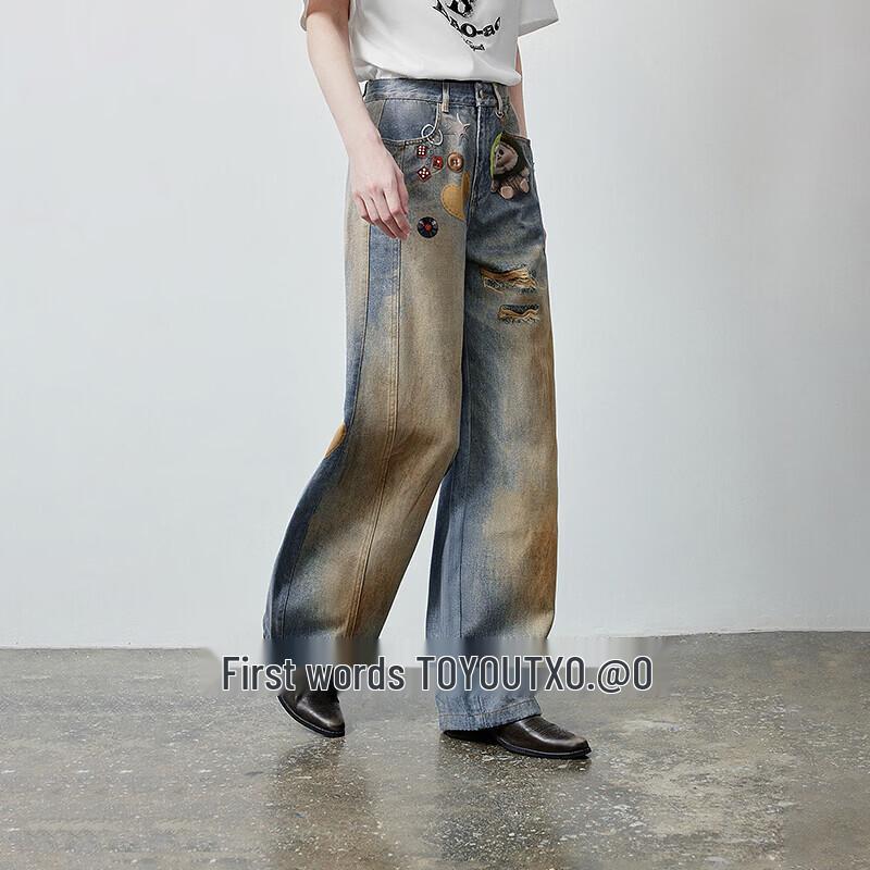 Chuyu Bao-ao Co-branded Curved Denim Jeans with Bag Print 29