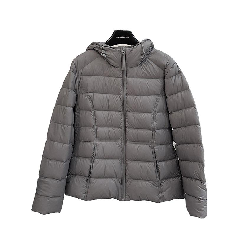 High-end white duck down hooded short down jacket women's winter new ribs thin warm small jacket