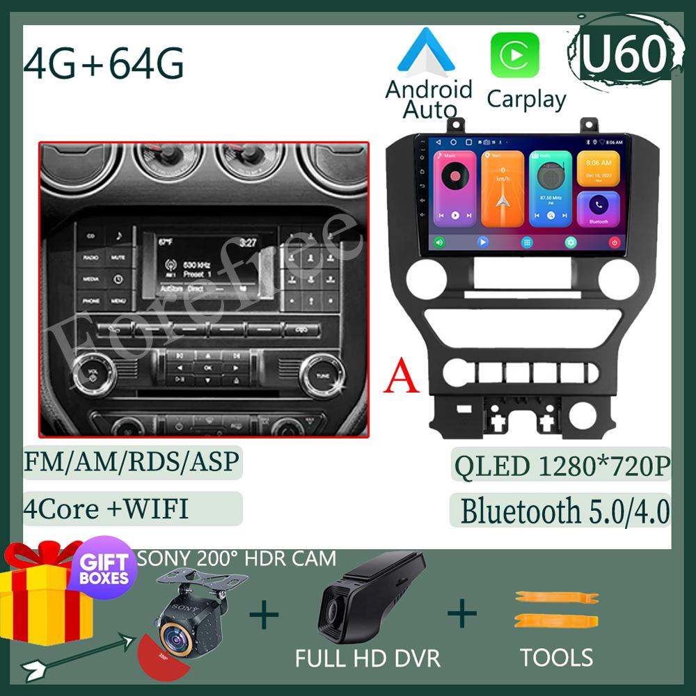 Android 14 For Ford Mustang 6 VI S550 2014 - 2025 Car Radio Multimedia Video Player Stereo Carplay Navigation GPS WIFI QLED DVD