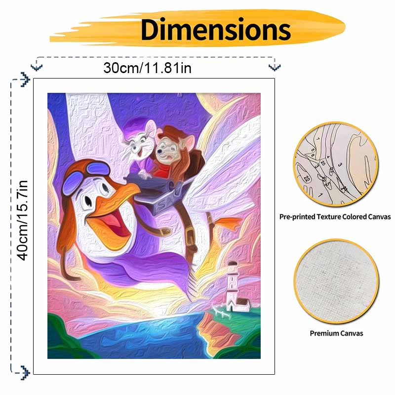 Disney Rescuers Art Painting Kit Home Wall Decor Handmade Gift for The Rescuers Fans DIY Canvas Paint by Numbers Modern Wall Art Decor