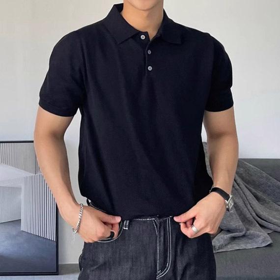 Plus Size Men S Short Sleeve Polo Shirt Summer Casual Knit T Shirt S чёрный