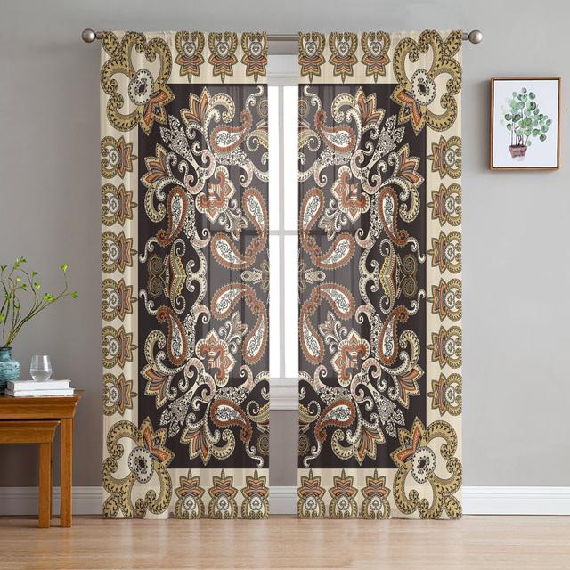 Bohemian Mandala Muster Gardinen für Wohnzimmer Moderne Voile Vorhang Schlafzimmer Tüll Vorhänge Fenster Vorhänge Dekor