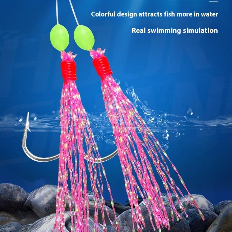 1 Stück 6 Haken Salzwasser Vorfächer 6 Haken Vorfach Blinker Makrele Federangeln Ködervorfächer Meeresangeln Köder Makrele