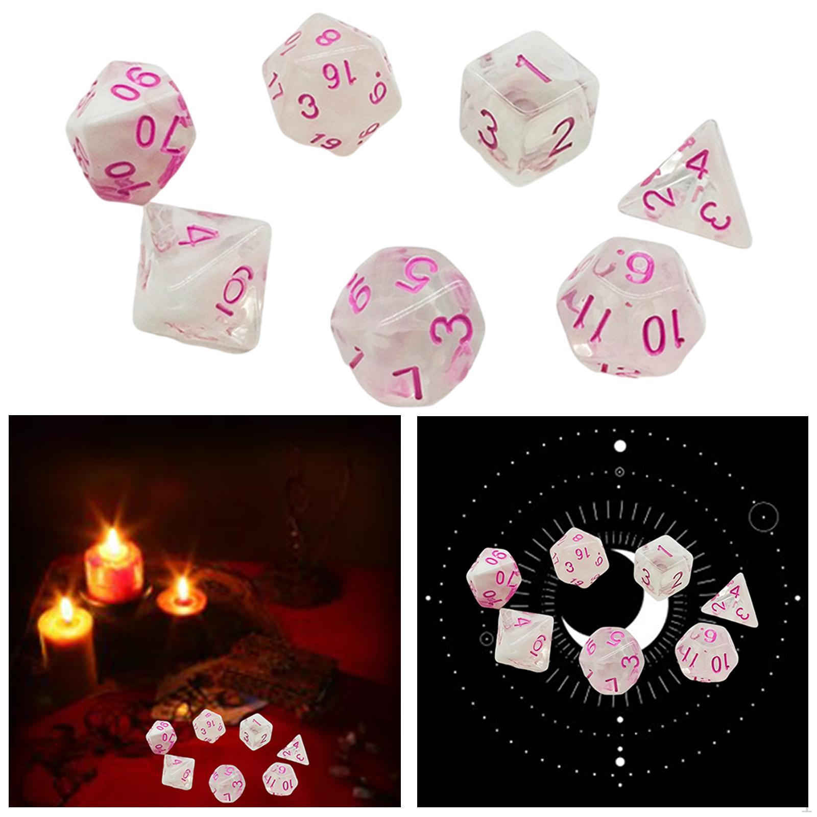 7 ,Party Favor,Role Playing Game,Board Game,Polyhedral Bar Toys Table Game Lovers Toy Gift Pink