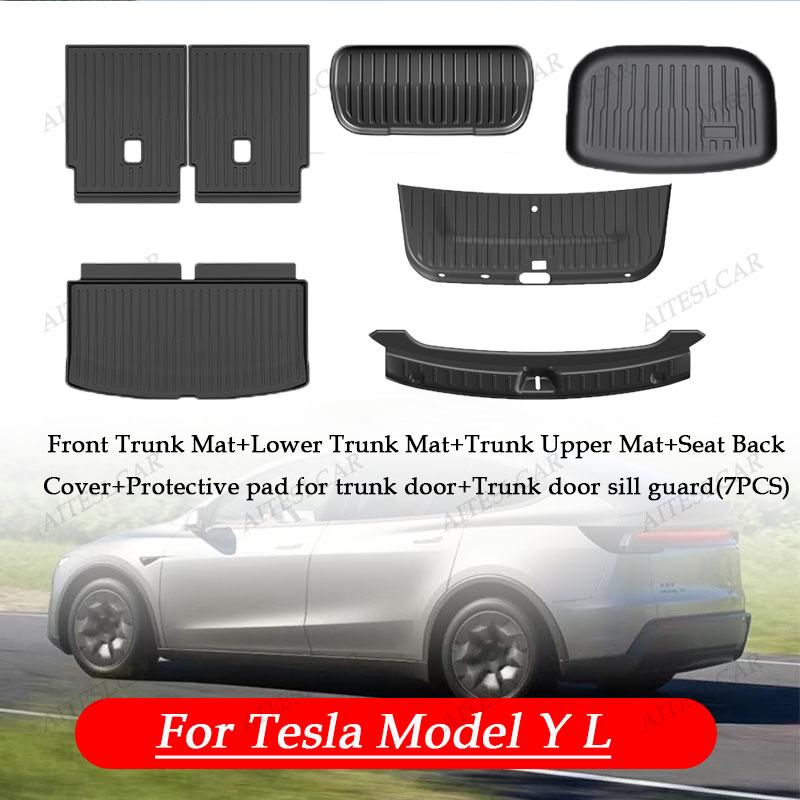 For Tesla Model Y L Whole TPE Floor Mats Four Seasons Waterproof Anti-Slip Mat Foot Pads Model YL Rear Trunk Mat Car Accessorie