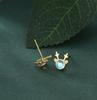 Higu E1015 S925 Silver Moonstone Antler Stud Earrings - New Christmas Trend, Mori Style