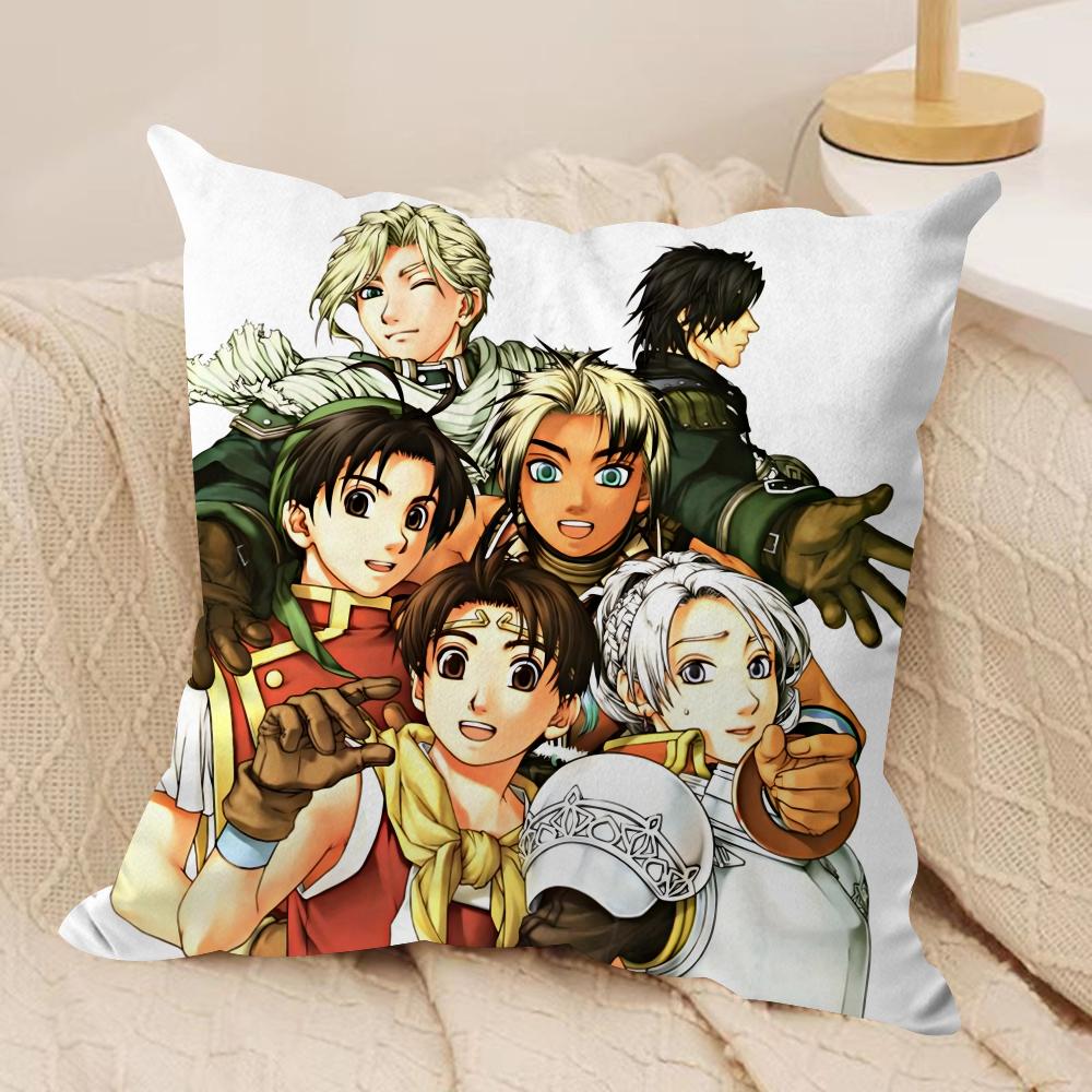 Anime G-Genso S-Suikoden Cushion Cover Soft Plush Double-Sided Printed Sofa Pillow Cushion Cover | Cozy All-Season Decor Gift