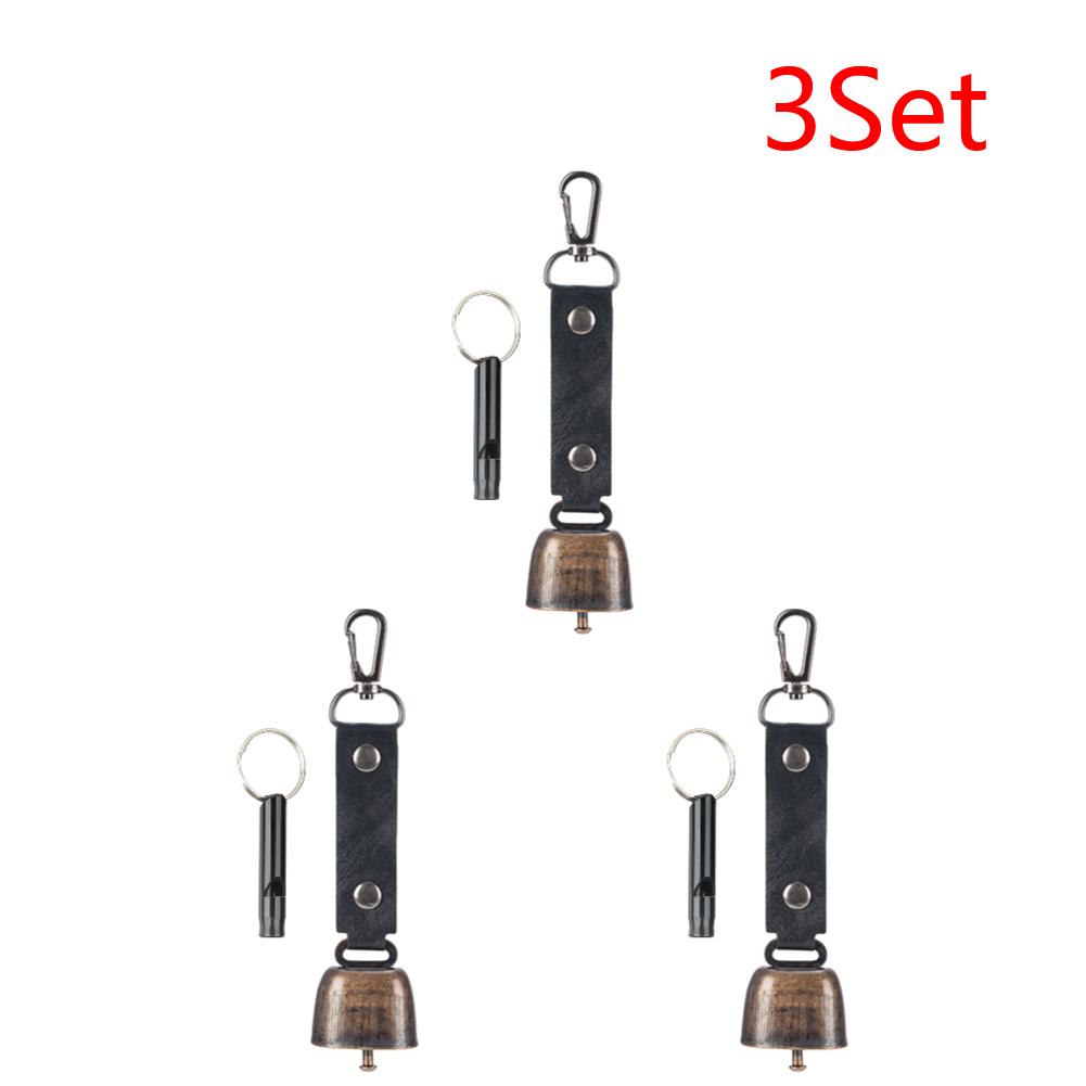 2-10Set Loud Bear Bell with Emergency Whistle Bear Repelling Bell Hanging Bear Bell for Outdoor Camping Survival Hiking Climbing