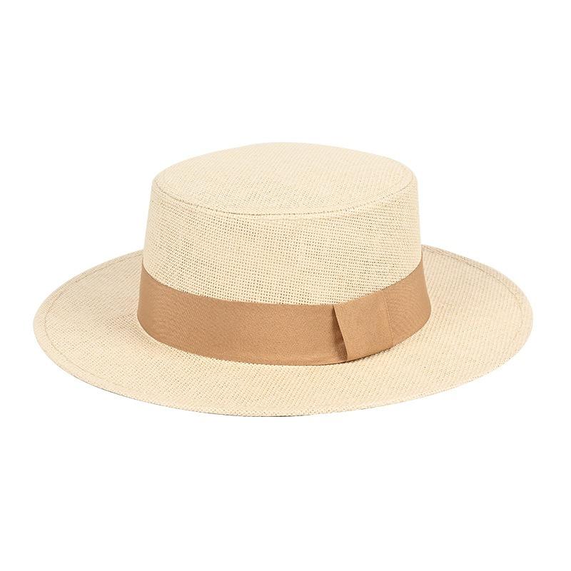 Summer Seaside Beach Outdoor Men's and Women's Woven Hats Top Hat Flat Top Breathable Sunscreen Sunshade Straw Hat