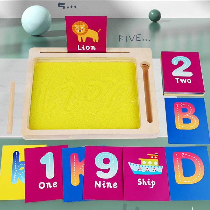 Sand Tray Letter Formation Sand Writing Tray with Pen Educational Toy for Kids Writing Letters and Number