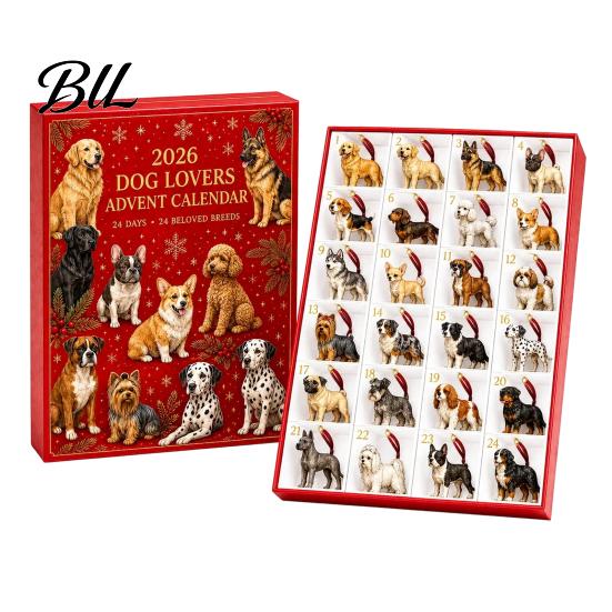 Cute Puppy Decorations Pet Themed Advent Calendar 2026, 24 Days Christmas Countdown with 2026 Pcs Mini 3D Cat Dog Ornaments, Holiday Gifts for