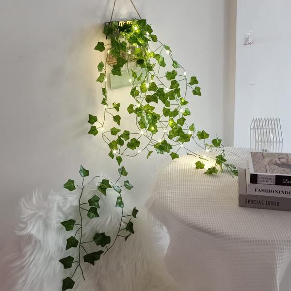 1 adet Ivy Dekor Dize Işıklar 20 LED Peri Gece Işıkları Ev Odası Yatak Odası Duvar Dekorasyonu için