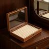 Premium Single-Layer Transparent Jewelry Storage Box - Walnut Color, Large Capacity for Rings, Earrings, and Necklaces, Dustproof Display Tray