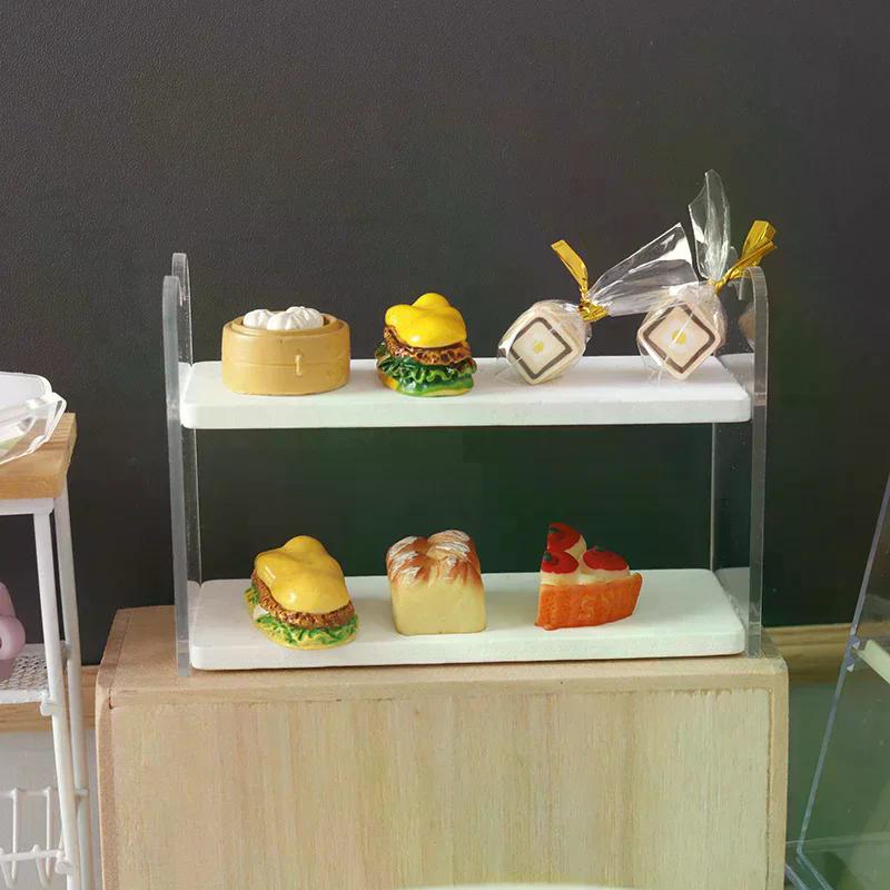 1:12 Dollhouse Miniature Storage Rack Food Display Stand Mini Shelves Bookshelf Flower Racks Cake Bread Storage Shelf Model Toy