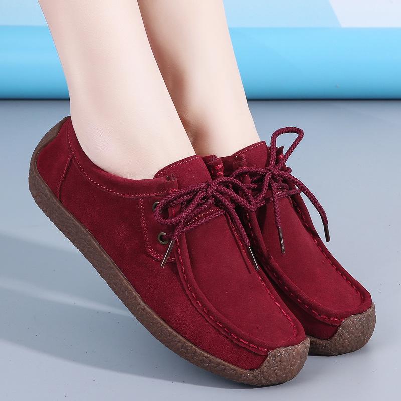 Women's Plus Size Suede Moccasins - 2025 Spring/Autumn Collection with Flat Sole and Cross-Border Tendon Design