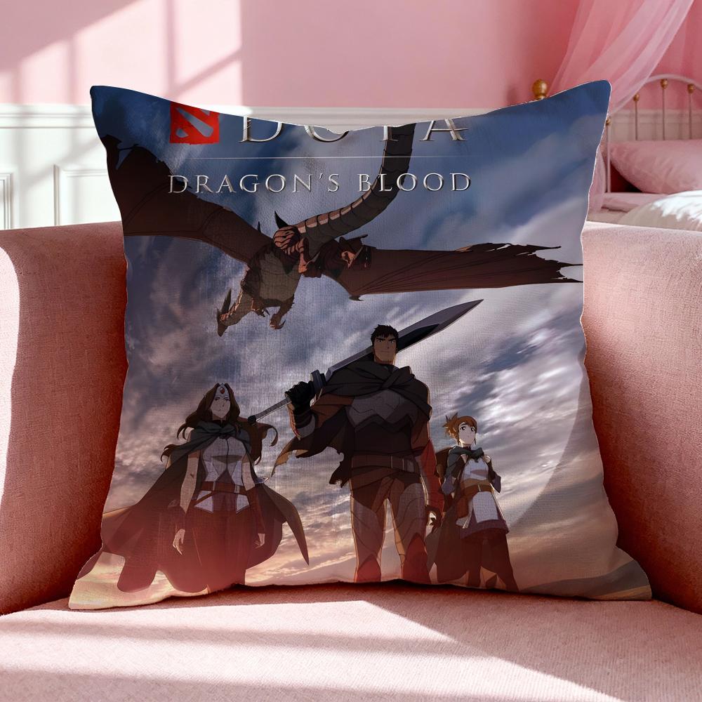 Anime D-Dota: Dragon'S Blood Cushion Cover Breathable Linen Pillowcase Summer Odorless Eco-Friendly Invisible Zipper Washable
