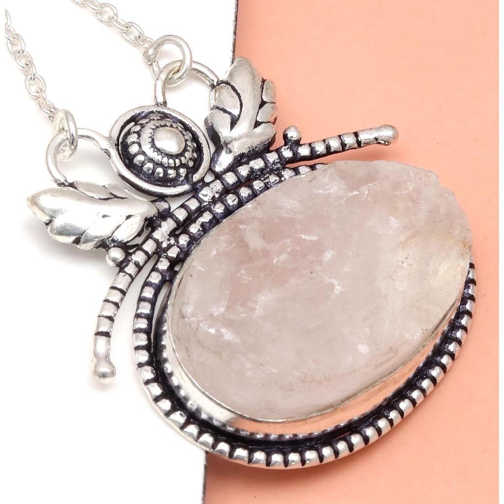 Rose Quartz  Drusy Gemstone Mother's Day Jewelry Necklace 20 In