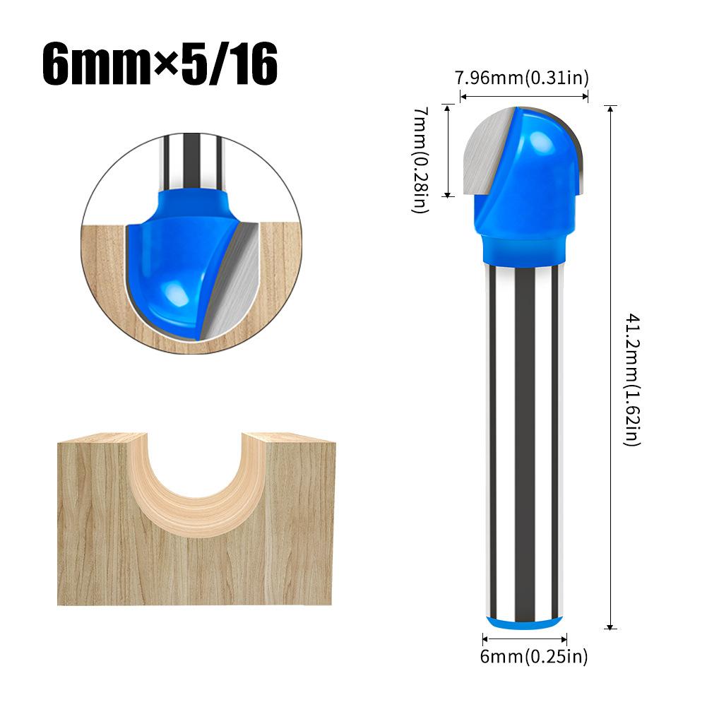 

Фреза 1/4 хвостовик с круглым дном, фреза для деревообработки, фреза для пазования, фреза для триммера, фрезерная головка для гравировального станка, фреза для бакелита Round Bottom Knife Blue 6 * 5/16