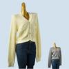 Fashion Classic Style Loose Short Single Breasted Long Sleeve Autumn Sweet Cardigan V-neck Women Coat Solid Knit Sweater