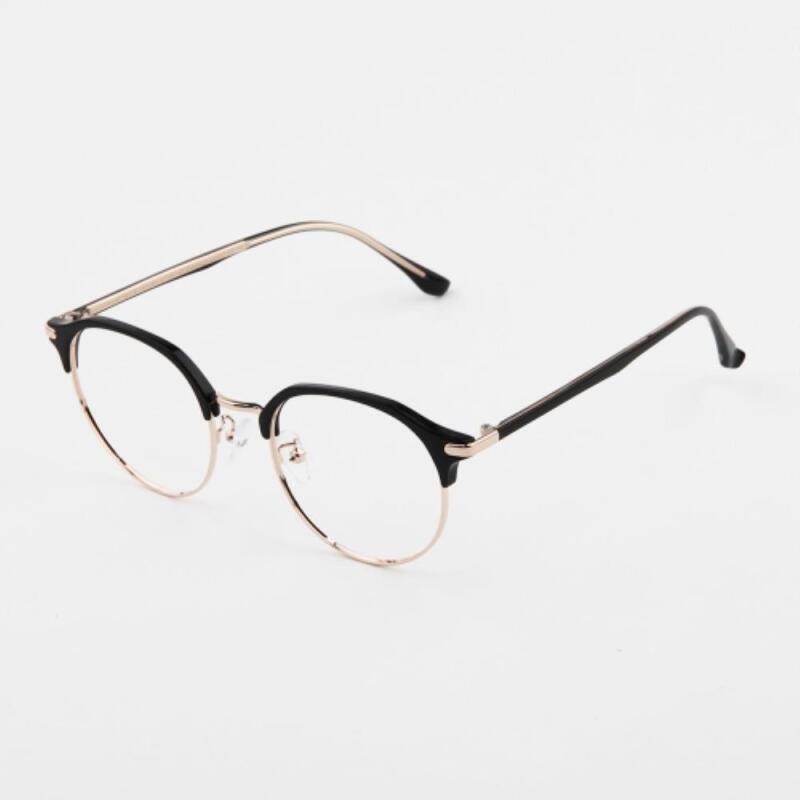 Men s and Women s Couple Round Fashion Glasses Frames G1185_Transparent Gold