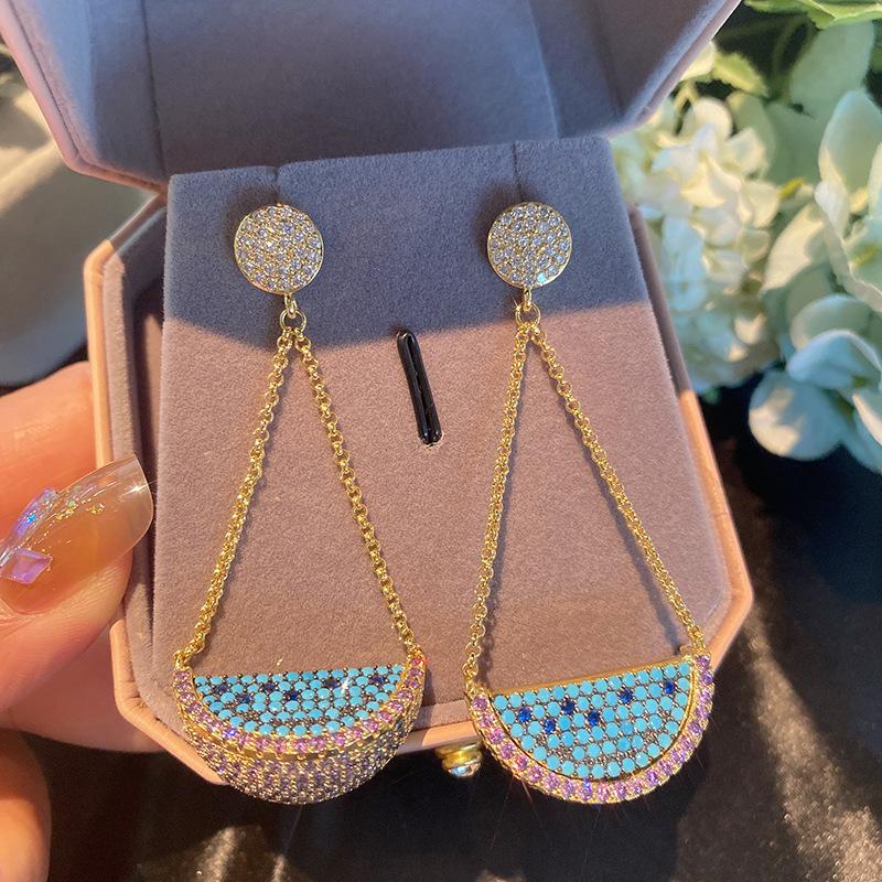 

Трехмерные именные серьги в виде арбуза, двухсторонние серьги из цельного циркония Heavy Industrial, красочные серьги в виде фруктов. синий