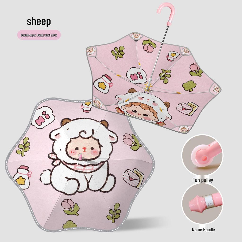 Children's Cartoon Umbrella: Safe, Rounded Corners, Anti-Puncture, Lightweight, Long Handle for Kindergarten & Elementary Boys and Girls.