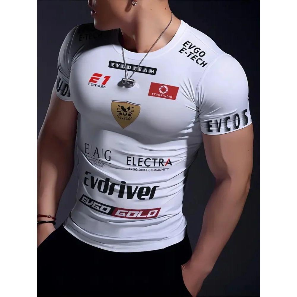 

Men s round neck casual quick drying new letter printed top 2025 summer outdoor men s breathable soft T-shirt S