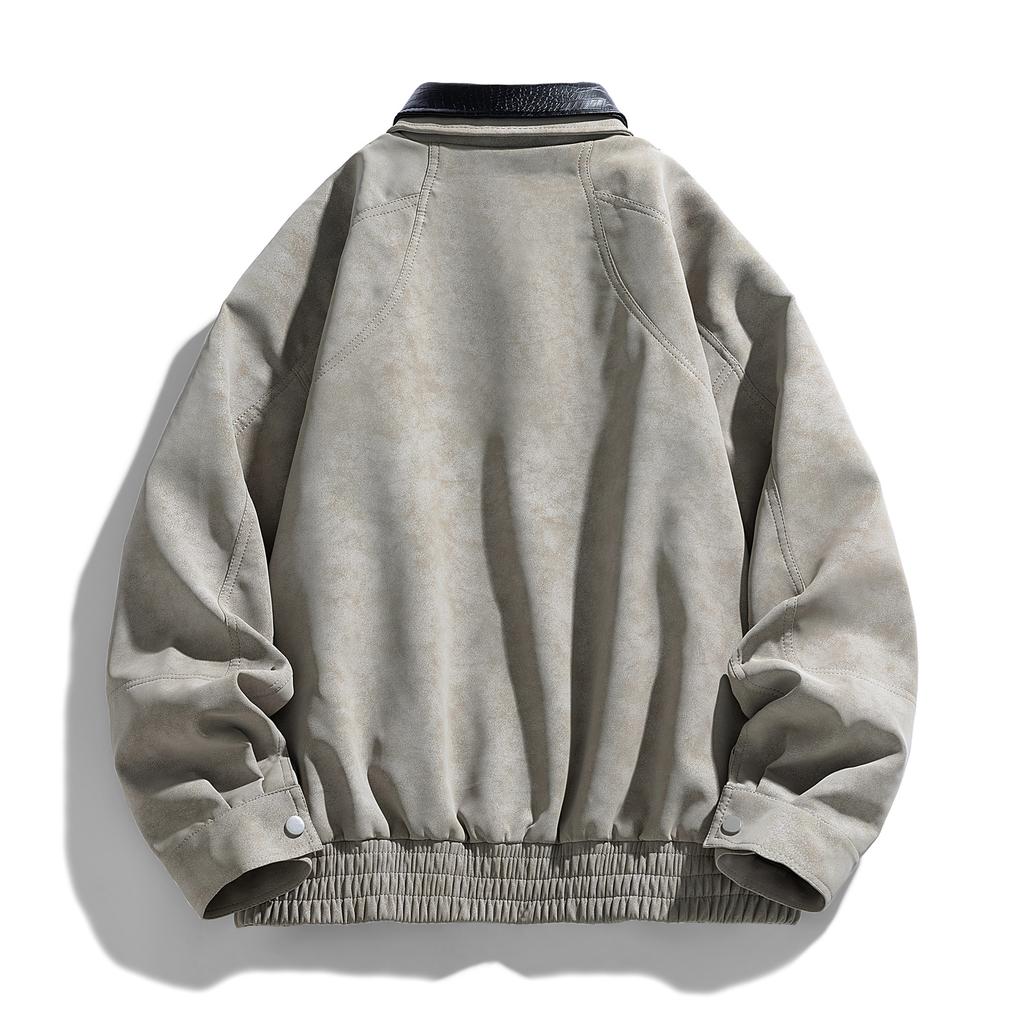 Baseballuniform Waschen Lederjacke Herren Frühling und Herbst Revers Locker Pilot