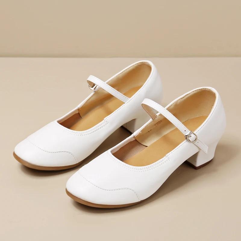 Chaussures de Danse Modernes Nouvelles Blanches pour Femmes Chaussures de Danse Standard pour Filles Chaussures de Danse de Salon Latine à Talons Hauts pour Femmes Talon de 4CM