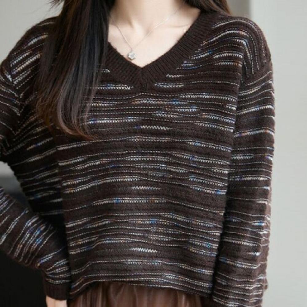 NaVaVa Women Warm Color Mix Loose Fit V Neck Long sleeVe Knit Nk3353
