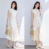VICTORIA&VERA New Chinese Embroidered Faux Two-Piece Midi Dress