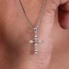 Huitan Exquisite Cross Shaped Pendant Necklace for Women Inlaid Sparkling Crystal Cubic Zirconia Daily Party Statement Jewelry