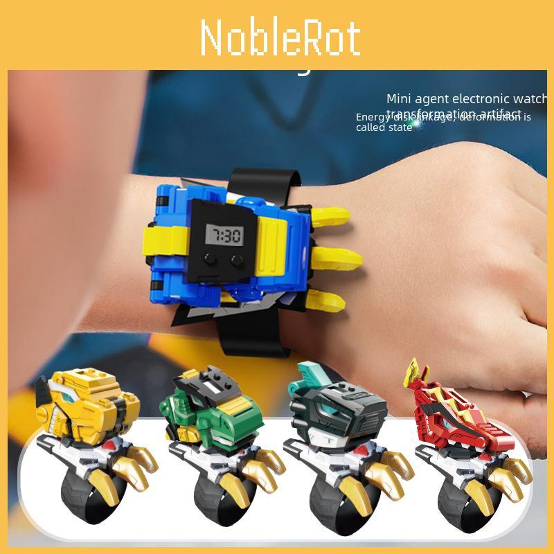 Mini Force Dinosaur Robot Model Transformable Watch Toy With Battery Power