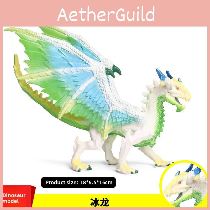 Ancient Mythical Animal Monster Ice Dragon Model With Movable Mouth For Kids Educational Playroom Decor