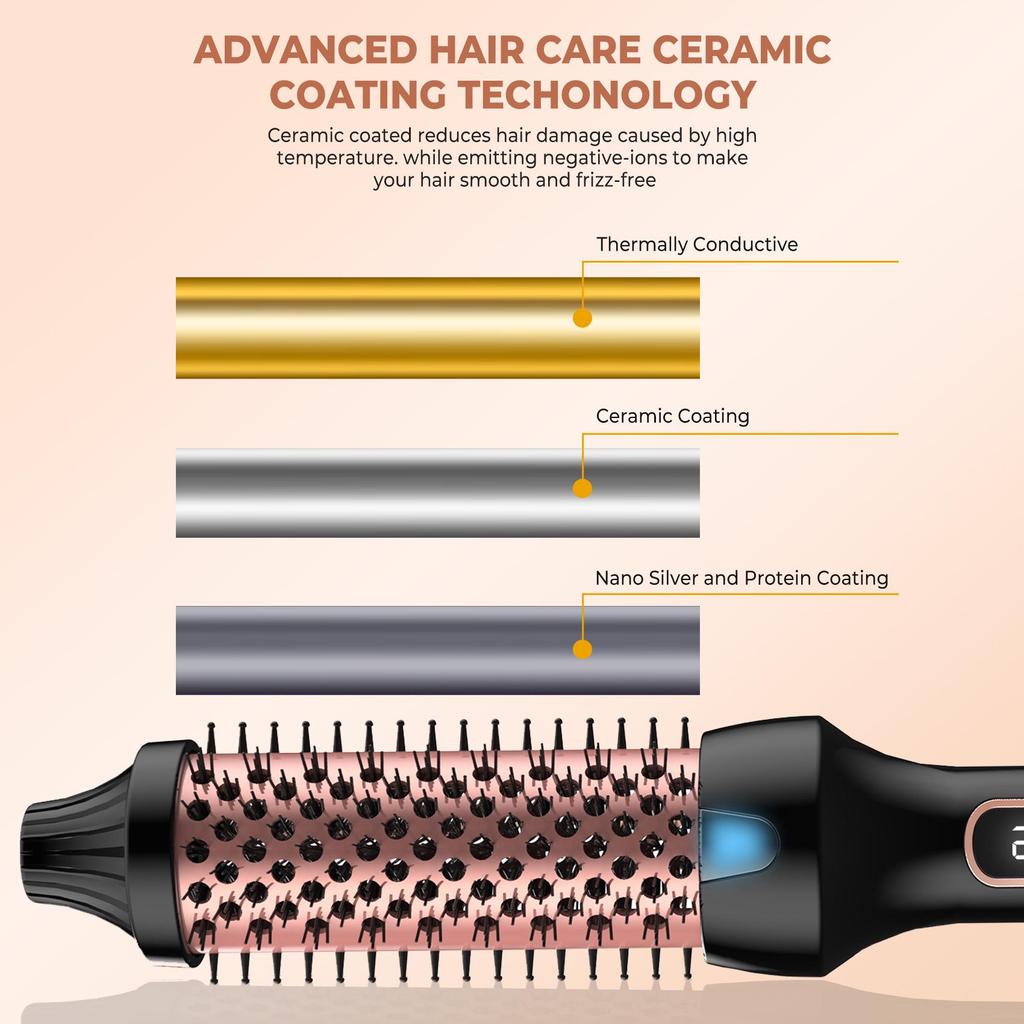 Dual-Function Negative Ion Straightening & Curling Comb with PTC Heating Elements - Gentle on Hair