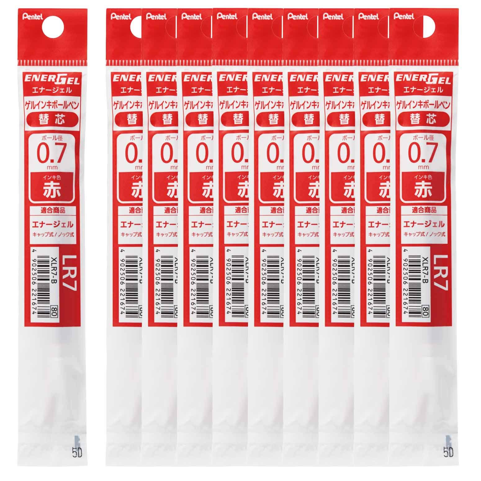 

Pentel Ballpoint Pen Refill Energel Red 10pcs 0.7mm XLR7-B