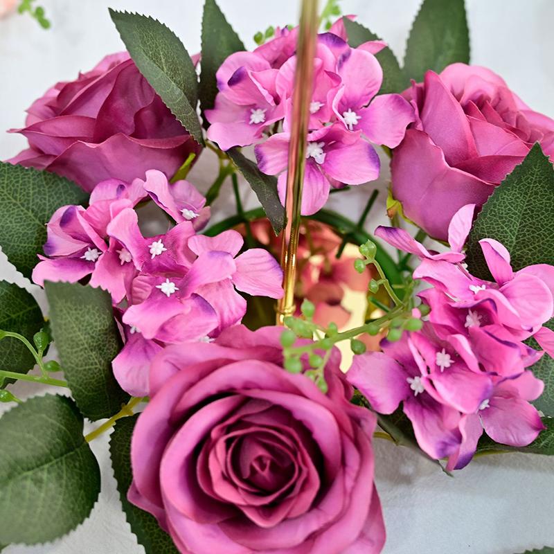 1PC/20CM Artificial Silk Flowers wreath for candlestick Candlestick Garland Simulation Rose Garland