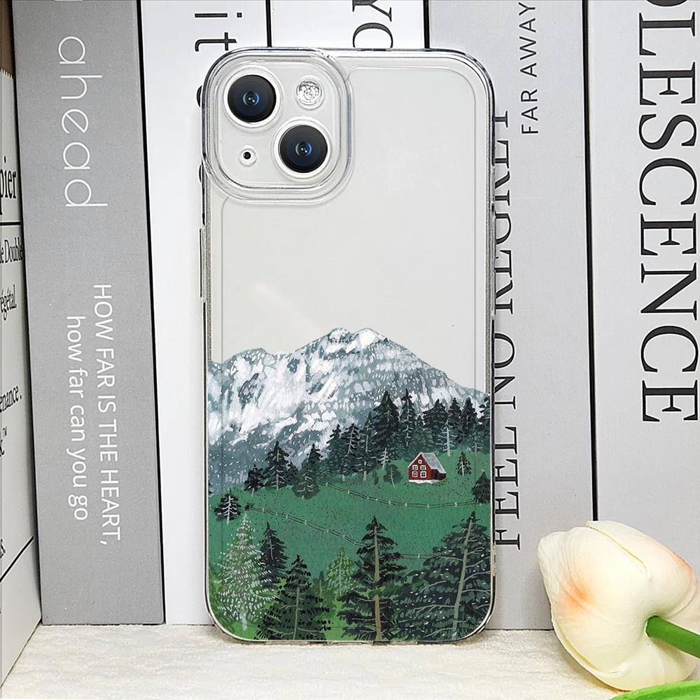 Painting House Mountain Landscape Phone Case for IPhone 17 16 15 14 11 12 13 Pro Max 7 8 Plus 12 13 Mini X XS Max XR Soft Cover