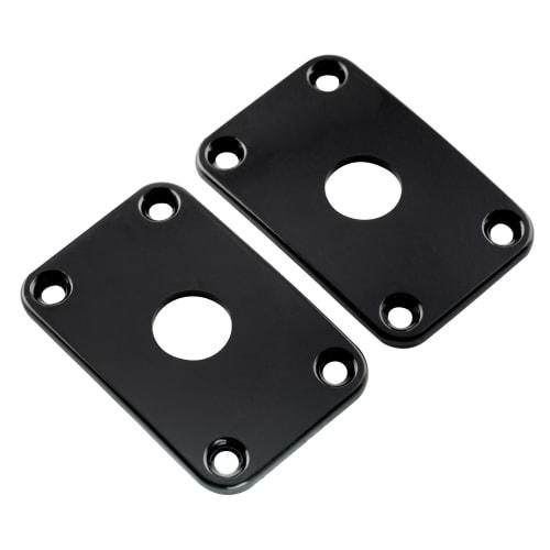 Musiclily Pro Rectangular Plastic Jack Plates for Electric Guitars, Black (Set of 2)
