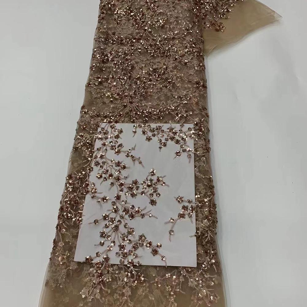 Sequins Net Lace Fabric with For French Style 3D Embroidery for Lady Dressmaking Skirts and Home Decoration Applications