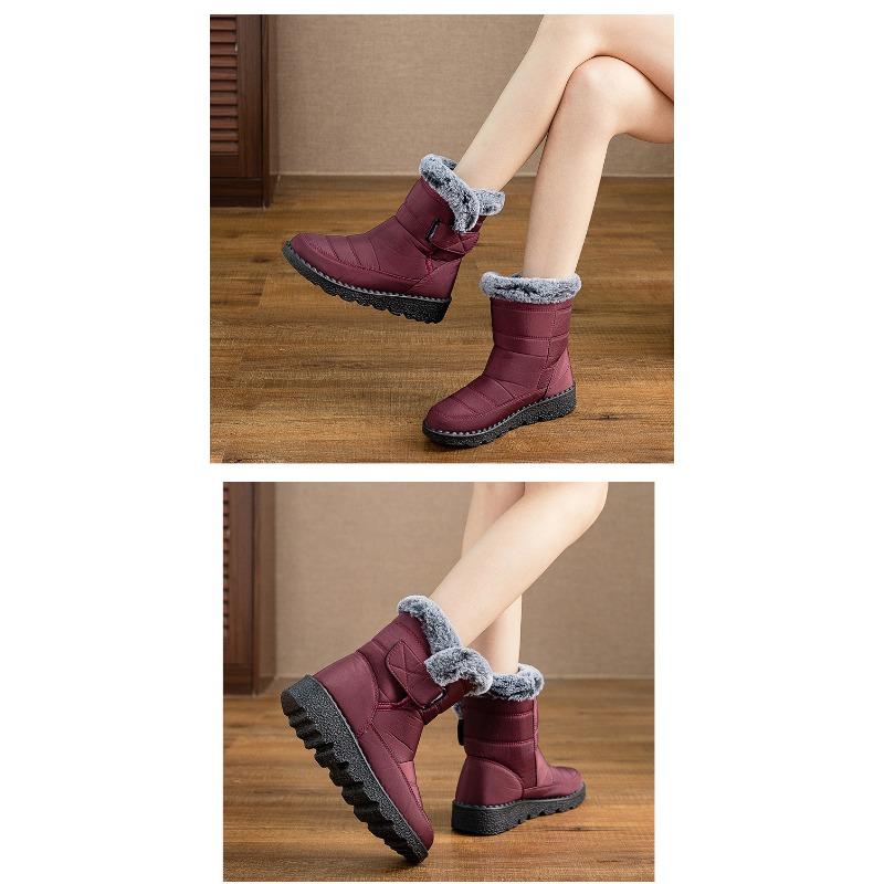 Women's Winter New Style Snow Boots Women's Fleece-Lined Thickened Warm Cotton Boots Large Size Flat-Sole Waterproof Cotton Boots