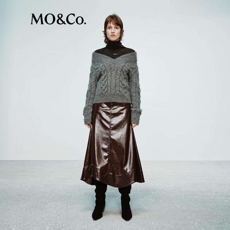 

MO&Co. RECTO Ретро свитер крупной вязки с V-образным вырезом и спущенным плечом L 170