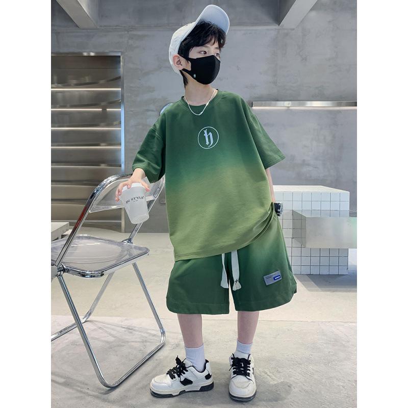 2023 Kids' Summer Sportswear: Boys' Korean Style Short-Sleeved Top & Wide-Leg Shorts Set