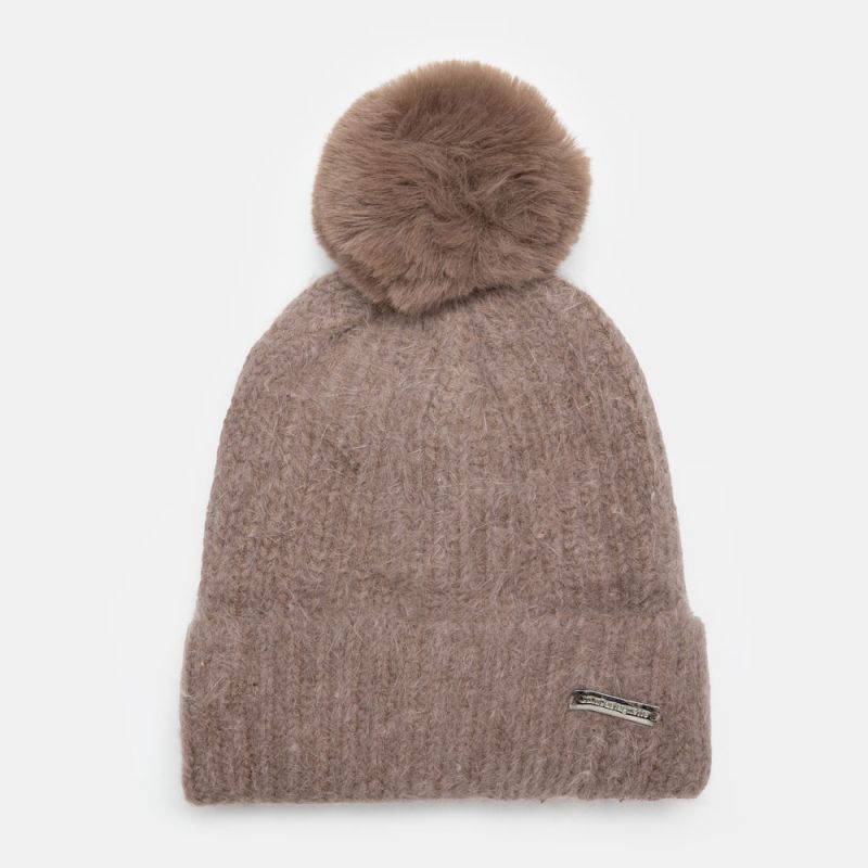 Beanie with Pompom In Angora Knit Woman LULU CASTAGNETTE