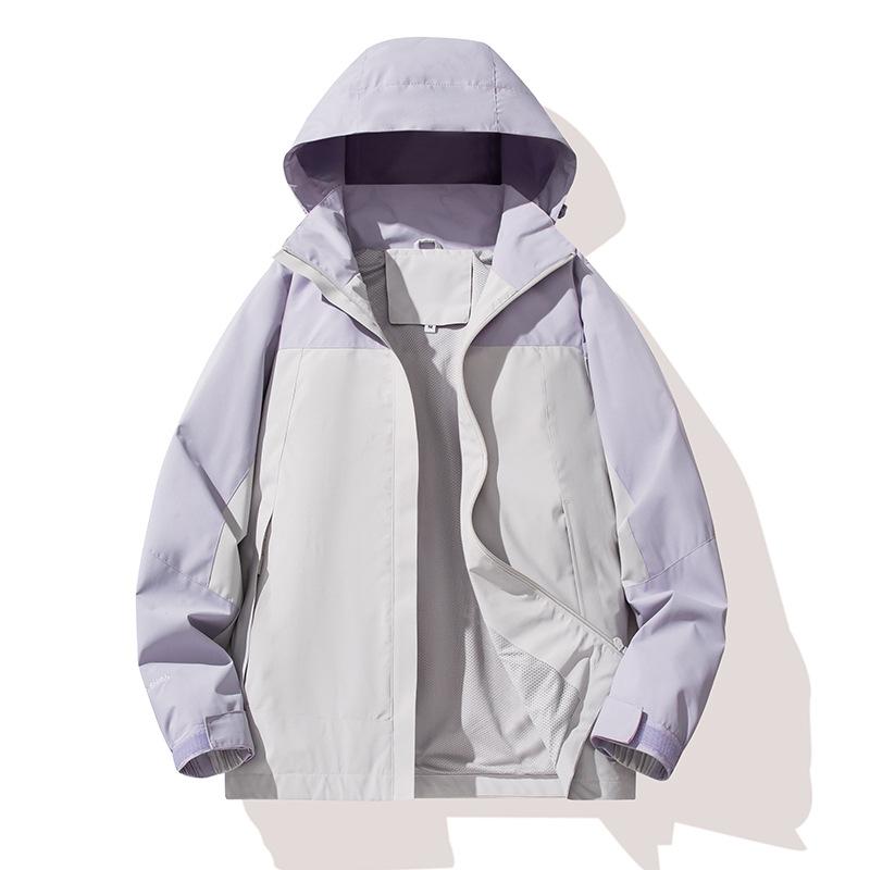 Autumn New Outdoor Windproof Waterproof Jacket Couple Can Detachable Hat Mountaineering Wear Sports Casual Jacket Men