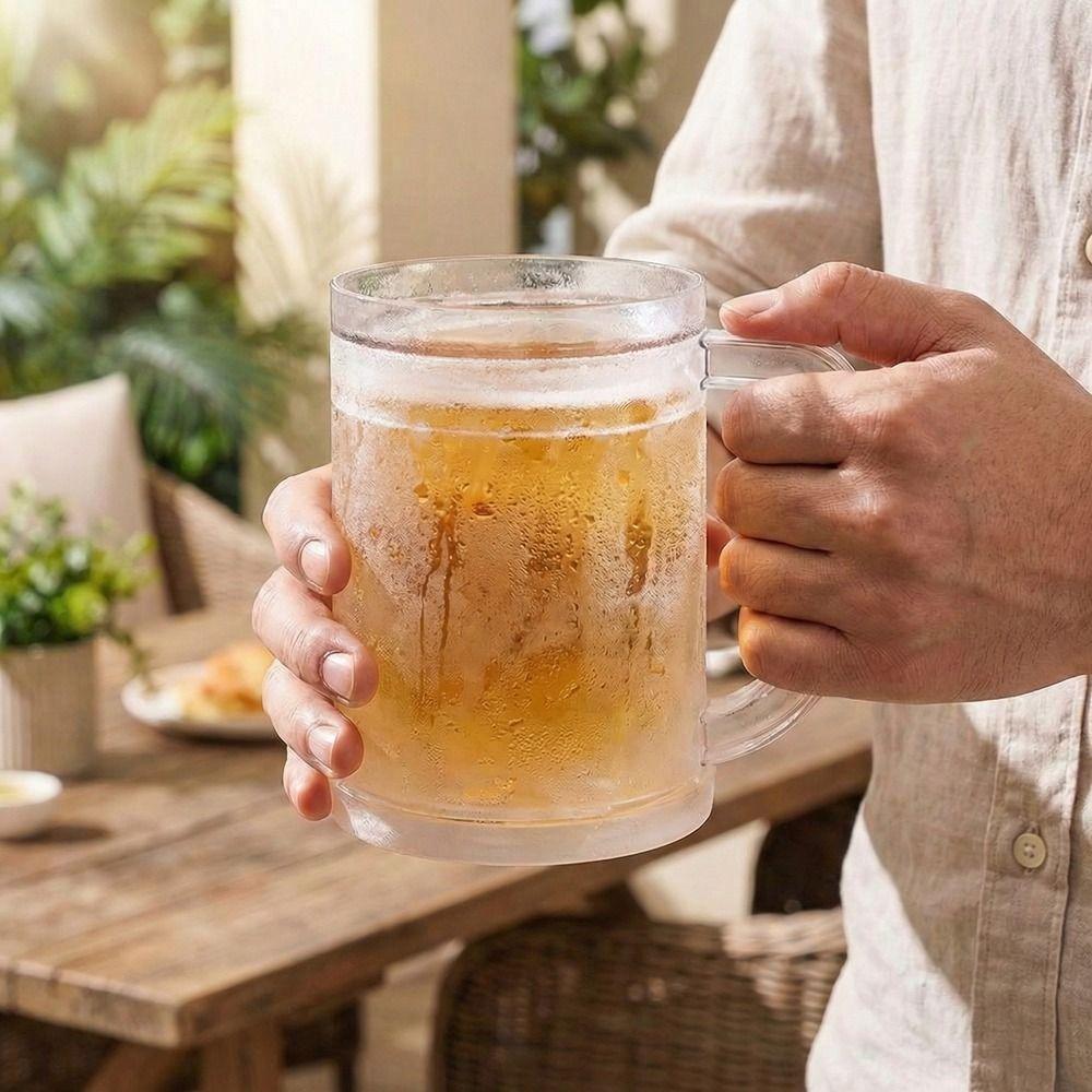 Plastic Cold Drink Chilled Cups Washable Freeze Beer Glass Double Interlayer Cup  Summer Cooling