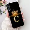 For LG Velvet 4G 5G UW Back Cover For LG Velvet 5G UW Case Fashion Luxury A-Z Letters Crown 2D Painted Soft Black Phone Case