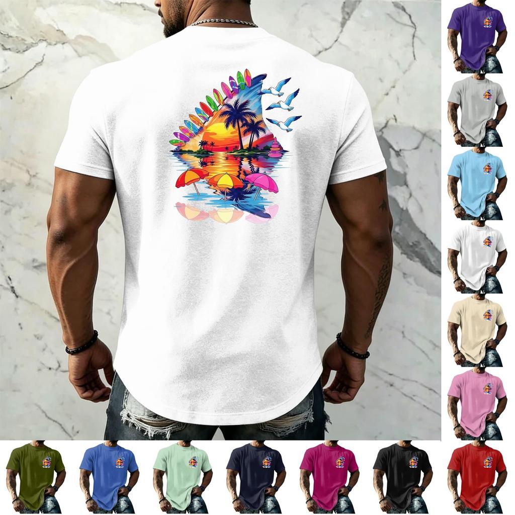 Men's Retro Hawaiian Texture Print Short Sleeve T Shirt Loose Fit Casual Summer Daily Wear Top Soft Fabric Breathable Design