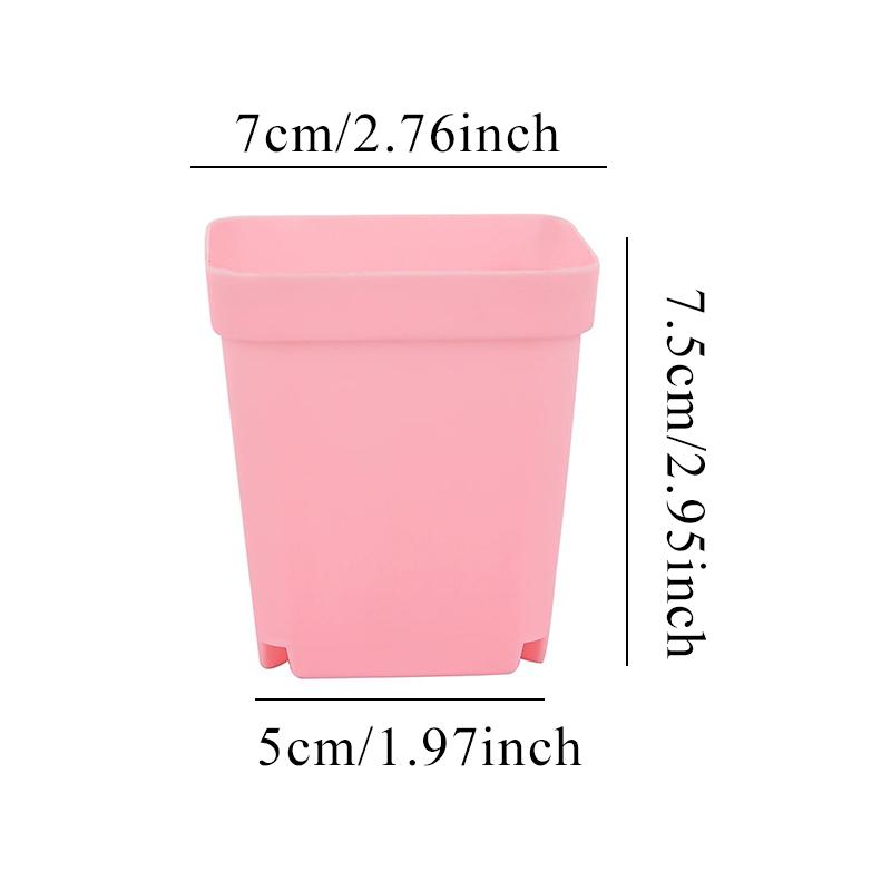 20 Stück/Set Süßigkeitenfarbe 7cm Quadratischer Mini-Blumentopf mit Untertasse Büro Schreibtisch Pflanzenzuchtbehälter Sukkulententopf Garten Baumschulen ZYF