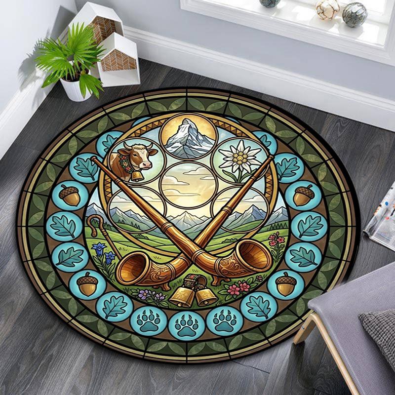 Celtic Musical Harmony Round Area Rug Under Office Chairs Bedroom Living Room Home Decor